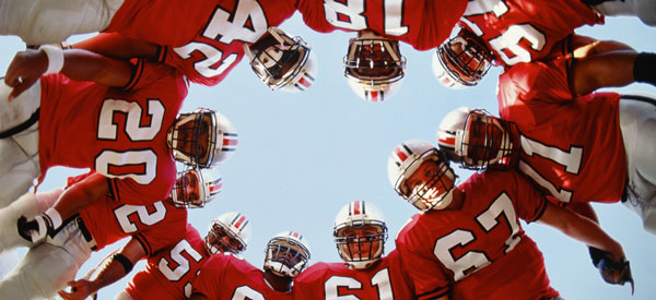 a football huddle